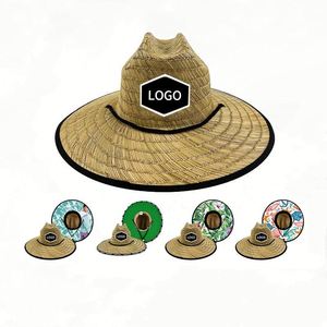 Sombreros de Paja de Guardavidas con Protección Solar para Verano, Sombreros de Paja Naturales con Parche de Logotipo Personalizado, Sombreros de Paja para Surf, Safari, Playa, Panamá - Product Image 5