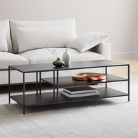 Table basse moderne nordique simple, structure en acier métallique, table basse carrée noire pour salon