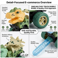 Essentiels pour la Journée à la Plage, Cadeaux de Fête, Bâton à Bulles Non Toxique Style Véhicule Militaire Dinosaure Voiture Cascadeuse pour Enfants, Jouets d'Été en Plein Air