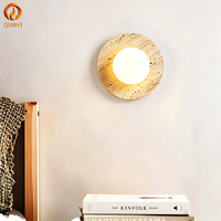 Lampe murale simple en travertin jaune, intensité réglable sur mesure, vente en gros pour couloirs, escaliers, foyer unique texturé, décoration maison et restaurant