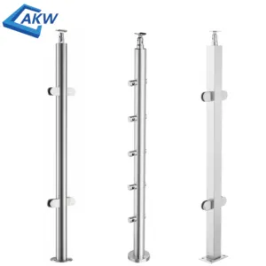 AKW顶级优质不锈钢玻璃栏杆楼梯栏杆扶手室内室外甲板阳台立柱和配件
