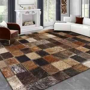 水晶天鹅绒3D数码印花拼布牛头地毯客厅卧室3d地毯大矩形地毯地板地毯