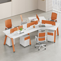 Poste de travail de bureau modulaire personnalisable à 120 degrés, table informatique en nid d'abeille extensible pour 3 à 6 personnes pour le personnel