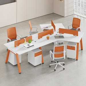 Poste de travail de <span class=keywords><strong>bureau</strong></span> modulaire personnalisable à 120 degrés, table informatique en nid d'abeille extensible pour 3 à 6 personnes pour le personnel - Product Image 1