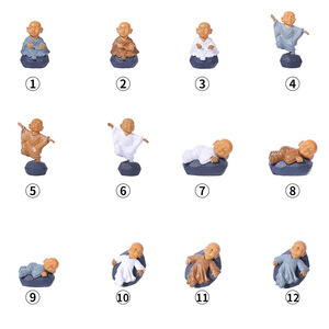 Figurines de moine en PVC de dessin animé, 12 pièces, accessoires de paysage miniature, pendentifs DIY, décoration unisexe - Product Image 1