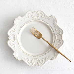 Service de table en céramique de style <span class=keywords><strong>baroque</strong></span> européen, design en relief, assiettes et plats blancs pour mariage - Product Image 1