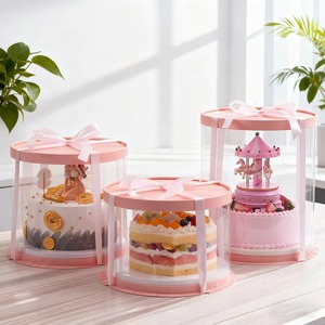 Cajas Redondas Transparentes de 3 Niveles para Pasteles de 4, 6, 8 y 10 Pulgadas, Caja de Plástico Transparente para Exhibición y Almacenamiento de Pasteles - Product Image 4