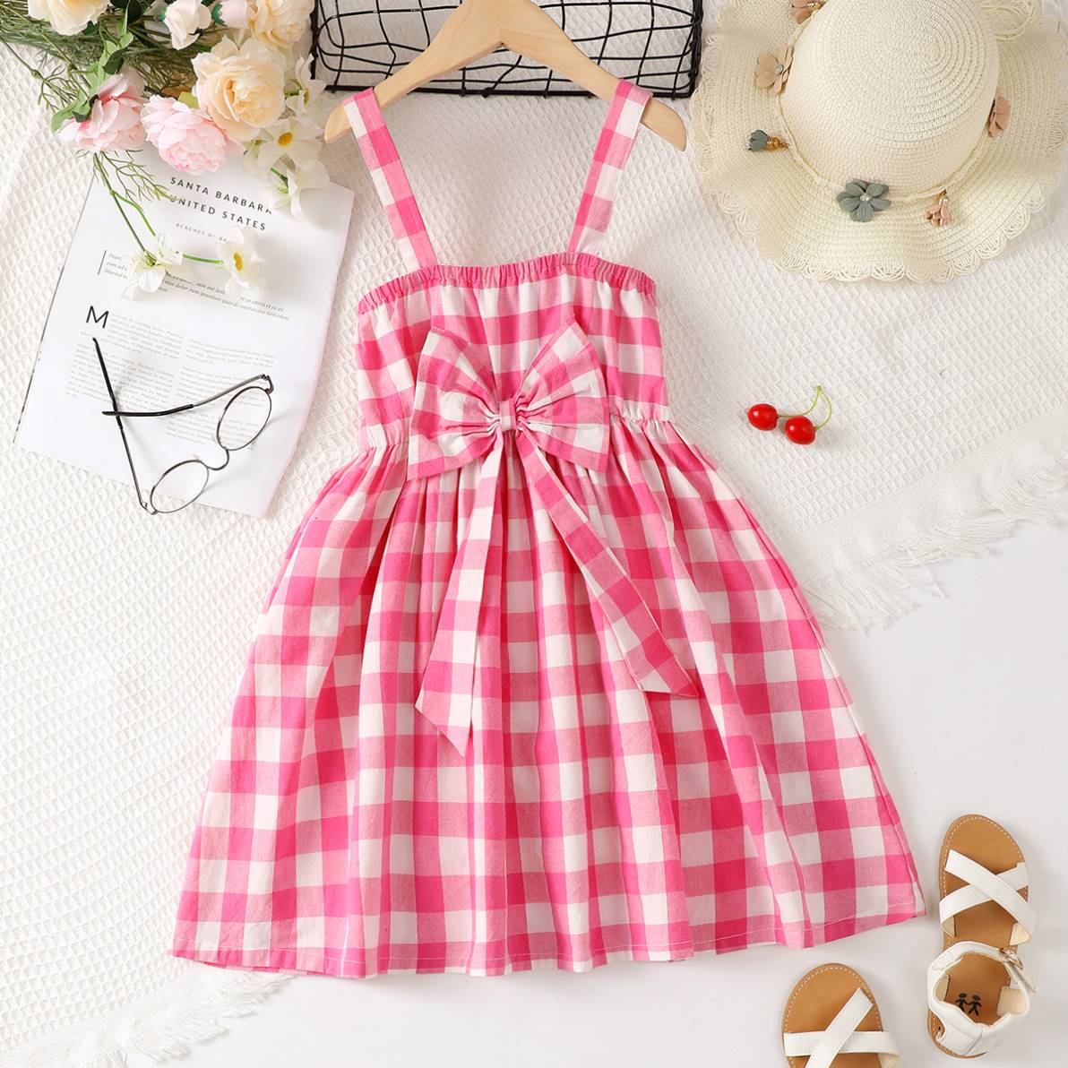 Wholesale Hot Pink Dresses Kids Frilly Dresses Summer
