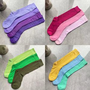 Vớ nữ cotton cao đến đầu gối, kiểu Hàn Quốc, nhiều màu sắc, sọc dọc, màu trơn, chất liệu vải dệt kim đôi, kiểu dáng mỏng, ngọt ngào - Product Image 3