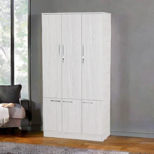 Armario personalizado de madera contrachapada de roble blanco oscuro con estante colgante completo para dormitorio, hogar, oficina o muebles de Hotel - Product Image 1