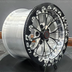 Jantes en alliage d'aluminium forgé, noires, usinées et brossées argent, beadlock 15x10J ET 51 PCD 5x114.3 CB 70.3 pour Ford Mustang GT 2013 - Product Image 2