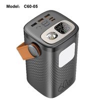 Batterie externe Li-Polymère 60000mAh avec charge rapide PD 100W, affichage LED Type-C, chargeur portable et lampe torche pour ordinateur portable, camping et voyage en extérieur