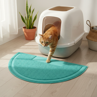 Tapis de bol pour animaux de compagnie moderne, doux, demi-circulaire, en PVC, antidérapant, imperméable, lavable