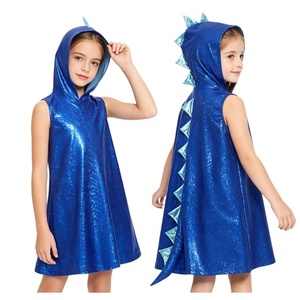 Disfraz de dinosaurio para niños, vestido metálico con capucha, sin mangas, cola con púas, corte en A, cosplay para niñas, carnaval, juego de rol, personalizado - Product Image 2
