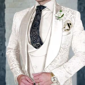 Costumes 3 pièces pour hommes, coupe ajustée, pour mariage, ensemble veste, <span class=keywords><strong>gilet</strong></span> et pantalon à revers pointus, simple boutonnage, deux boutons - Product Image 5