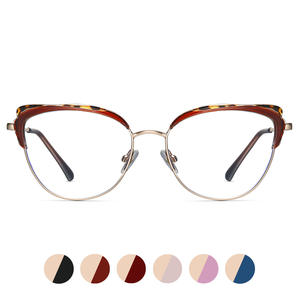 Monture de lunettes TR90 en métal, design œil de chat, anti-lumière bleue, pour ordinateur, monture complète, design circulaire - Product Image 4