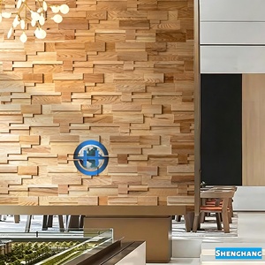 Mosaicos de Madera Auténtica de Roble Rojo para Paredes, Diseño Biófilo Inspirado en la Naturaleza, Superficies Interiores - Product Image 3