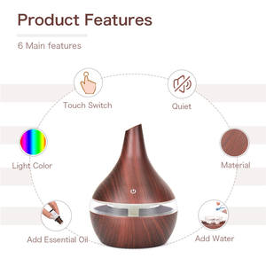 Nouveauté diffuseur d'huile de grain de bois à ultrasons Portable brume Usb humidificateur d'air <span class=keywords><strong>300ML</strong></span> <span class=keywords><strong>brumisateur</strong></span> usb humidificateur diffuseur pour bureau - Product Image 2