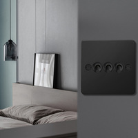 Interrupteur à bascule LangYeao 4 mm ultra-fin en acier inoxydable noir à montage en surface, 1/2/3/4 gangs, 2 voies, durable, 10A, avec verrouillage enfant, style rétro pour la maison