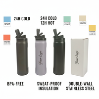 Bouteilles d'eau isothermes en acier inoxydable de 32 oz sans BPA, écologiques, avec paille et affichage de la température, performance thermique de 12 à 24 heures