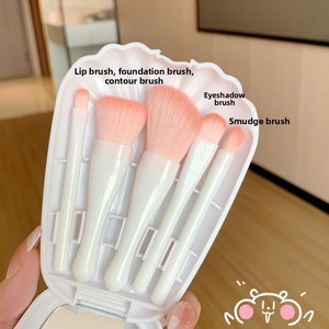 Juego de maquillaje de pelo sintético portátil de 5 piezas para cara herramienta de belleza de concha de cerdas suaves <span class=keywords><strong>sombra</strong></span> de ojos rubor polvo suelto para estudiantes - Product Image 6