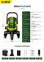 Niveau laser rotatif industriel autonivelant 2 lignes vert pour la construction, précision 0,2 mm/m, 3 axes
