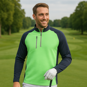 Ropa Deportiva de Alta Calidad, Sudadera de Golf con Cierre de Cremallera de un Cuarto, Diseño Color Block, Elástica y Suave, Personalizable para Hombre - Product Image 2