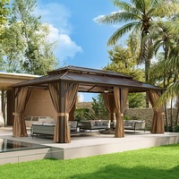Pérgola de Aluminio de Alta Gama para Exteriores, Techo de Láminas Ajustables, Estructura Impermeable para Jardín