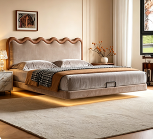 <span class=keywords><strong>Letto</strong></span> Sospeso Ondulato Regolabile in Legno Massello Ultra-Sottile di Alta Gamma Personalizzato, Colore Crema, 1.5m/1.8m <span class=keywords><strong>per</strong></span> Camera da <span class=keywords><strong>Letto</strong></span> Principale - Product Image 4