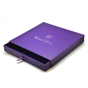 Caja de Regalo Rígida de Cartón Gris de Alta Calidad Personalizada con Cajón Cosmético Morado - Product Image 6