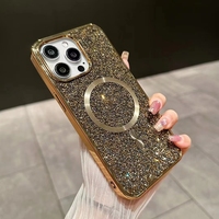 Paillettes galvanisées de luxe pour couverture de téléphone de charge magnétique accessoires de coque de téléphone portable 2024 pour Iphone 14 12 11 15 Pro