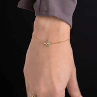 Bracelets à breloques en argent sterling 925 plaqué or pour femmes, avec zircone cubique, vente en gros