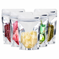 Sachet Doypack en Mylar argenté avec fenêtre transparente et fermeture éclair refermable, en feuille d'aluminium, pour emballage alimentaire, vente en gros OEM