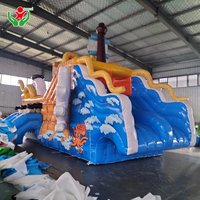 Tobogán Acuático Inflable Pirata Ladrón Volador, Castillo Pirata con Piscina de Chapoteo, PVC Resistente para Niños, Alquiler para Fiestas de Carnaval