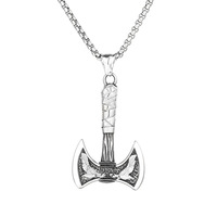 Pendentif en acier inoxydable en forme de hache à double tête de la mythologie nordique viking, accessoires pour hommes, mode hip hop