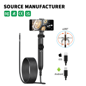 Caméra d'inspection à objectif unique de 6,4 mm, endoscope industriel HD avec 8 LED, câble flexible, caméra vidéo étanche - Product Image 1