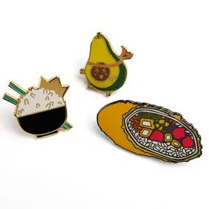 Customize hat brooch pin food enamel lapel pins custom metal logo pin badge holder
