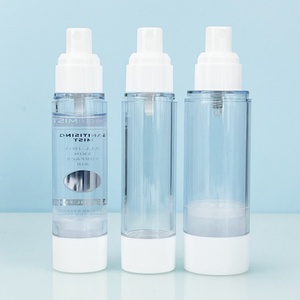 Plastic Cosmetic Airless Lotion <b>Bottle</b> 15ml 30ml 50ml 80ml 100ml clear Blue Silk Screen logo Serum Lotion Airless <b>Pump</b> <b>Bottle</b> - Product Image 4