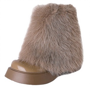 Bottes d'hiver pour femmes, chaudes, en fourrure PU, à plateforme, à talon épais, à enfiler - Product Image 1