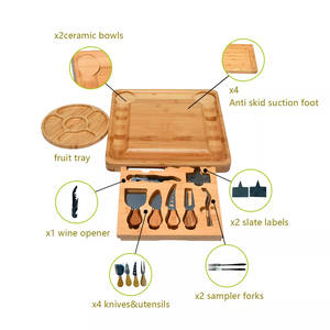 Planche à fromage carrée en bambou écologique Youlike avec couverts et plateau à fromage rond pour la cuisine - Product Image 3