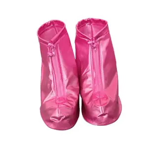 Cubierta de zapato con cierre de cremallera impermeable antideslizante 4045 para día lluvioso reutilizable barato personalizado tamaño Universal cubierta de zapato Rosa niñas