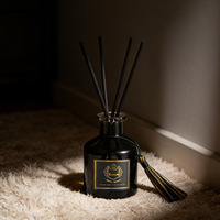 Diffuseur de parfum en verre de luxe, flacon noir, coffret cadeau, écologique, parfum d'ambiance, aromathérapie, parfum d'intérieur, vente en gros