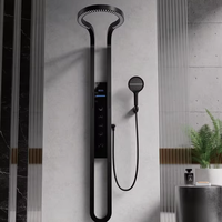 Panneau de douche moderne en cuivre, système de douche multifonction avec jet de pluie doux et lumière LED