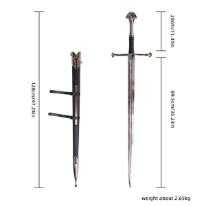 Épée Narsil authentique du <span class=keywords><strong>Seigneur</strong></span> <span class=keywords><strong>des</strong></span> <span class=keywords><strong>Anneaux</strong></span> (LOTR) de 129 cm, lame en acier 440ss, <span class=keywords><strong>réplique</strong></span> réelle de l'épée d'Aragorn Anduril. - Product Image 2