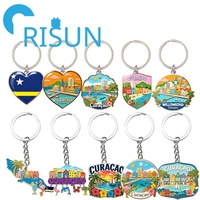 Porte-clés Souvenir Personnalisé en Émail, Drapeau de Willemstad Curaçao, Tortue, Plage, Voyage, Carte des Îles des Caraïbes, Flamant Rose, Vente en Gros