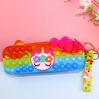 Hengyaopen enfants boîte pop arc-en-ciel pochette à crayons popit jolie trousse à crayons en silicone