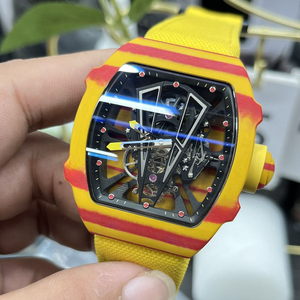 RM27-03 Style Sports Impact-resistant <b>Red</b>-yellow Carbon Fiber Tennis Racket Tourbillon Carbon Skeleton Luxury Mechanical Watch - Product Image 2