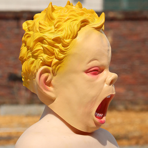 Masque de poupée en latex avec visage pleurant amusant, accessoire de fête cosplay, accessoires effrayants, taille unique - Product Image 3