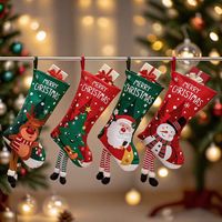 Nouvelle édition Noël 2026 : Décoration Chaussette du Père Noël, Sac Cadeau Bonhomme de Neige, Ornement de Sapin de Noël en Polyester avec Impression par Transfert Thermique