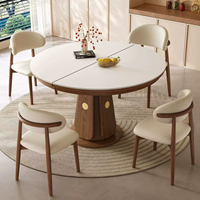 Table à manger ronde en bois minimaliste et élégante avec plateau en pierre, ensemble de table à manger moderne et luxueux pour salle à manger, restaurant